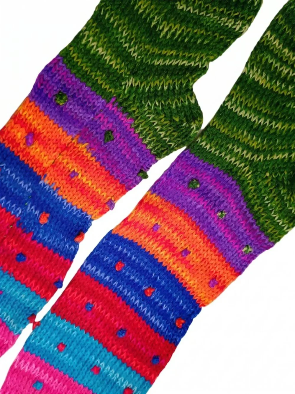 Long Socks Hand-Knitted Multicolor Andean Yarn Warmth for Winter